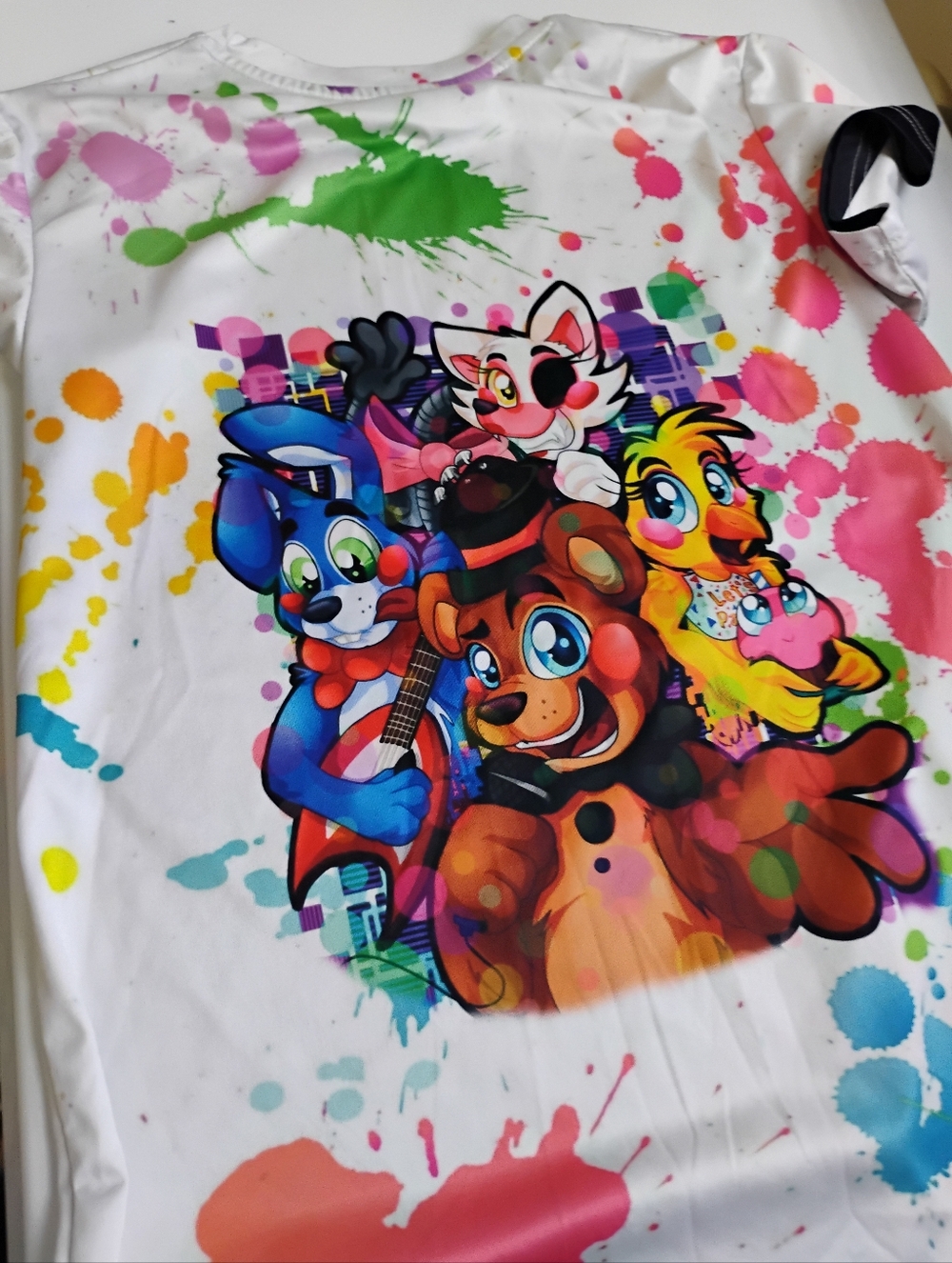 Kids White Graphic Tee with Colorful Cartoon Characters